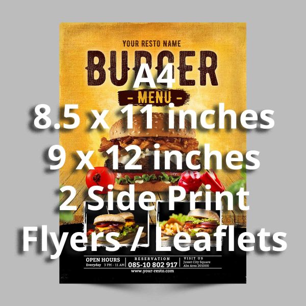 Flyers 2 Side Print - A4, 8.5 x 11 or 9 x 12 inches