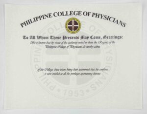 Philippine College of Physicians Certificates #vjgraphicsprinting Helping Minds #growthroughprint #ipublishph #PrintItYourWay #offsetprinting #digitalprinting www.vjgraphicarts.com